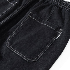 Jeans mit elastischem Bund und Kordelzug für Herren in Übergröße, locker sitzende Haremshose, Frühlings-Jeans 