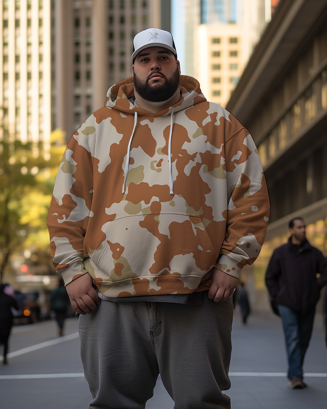 Sweat à capuche et pantalon camouflage orange grande taille pour homme