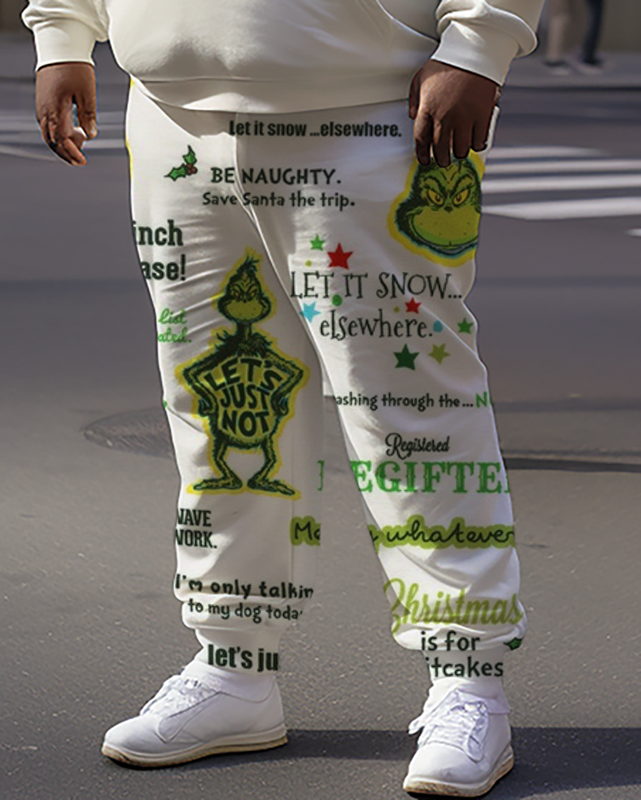 Sweat-shirts et pantalons de Noël Grinch Words pour hommes de grande taille