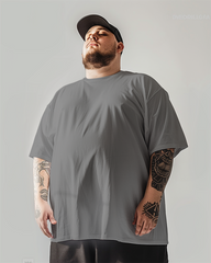 T-shirt et short basiques gris à col ras du cou pour hommes, grande taille,