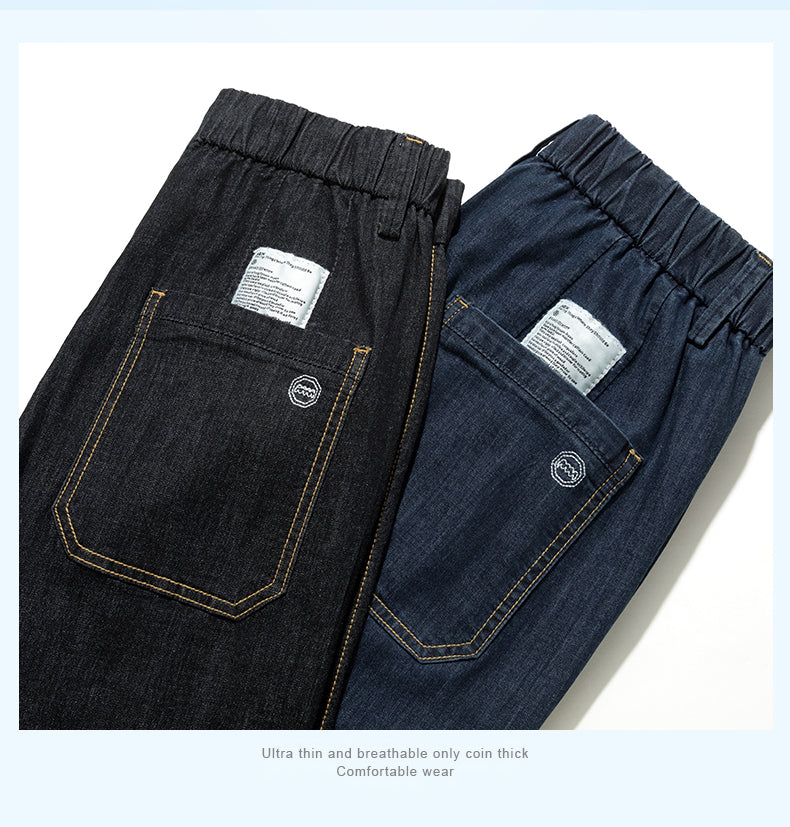 Short en jean à taille élastique et cordon de serrage pour homme, grande taille, jean au genou 