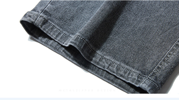 Short en jean à taille élastique et cordon de serrage pour homme, short imprimé, jean au genou, grande taille 