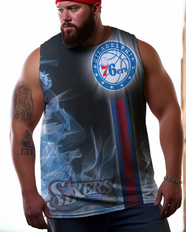 Men's Plus Size Printed Sleeveless T-Shirt