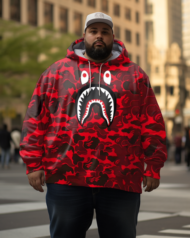 Men's Camo Shark Plus Size Hoodie&Pants