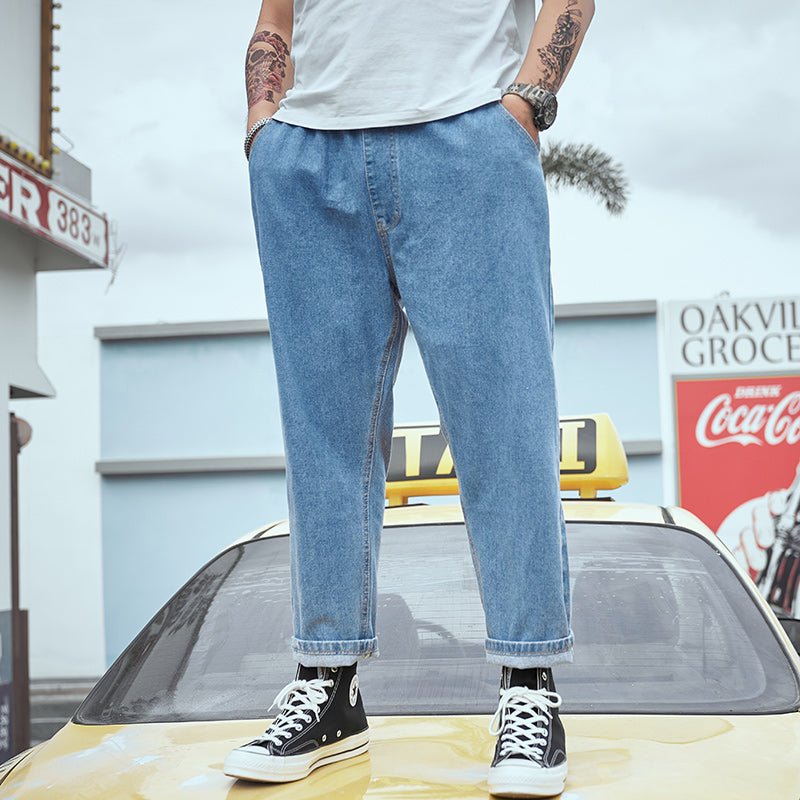 Baggy-Hip-Hop-Hosen für Herren in Übergröße, Skater-Jeans mit weitem Bein, Knöcheljeans, Hosen für alte Männer 