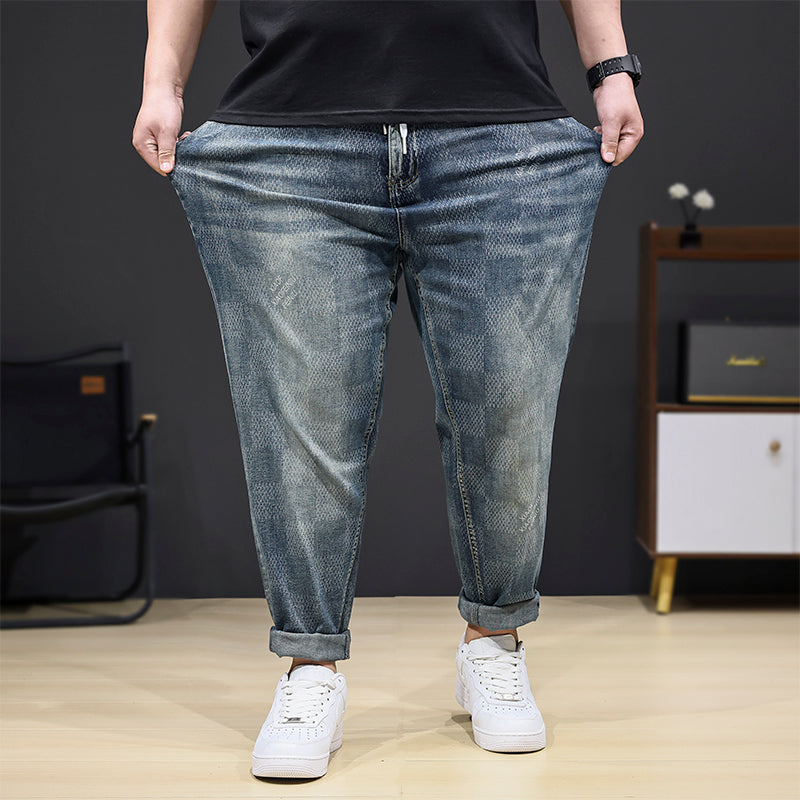 Plus Size Men's Vintage Cross Check Jeans,Heavy Craft Jeans