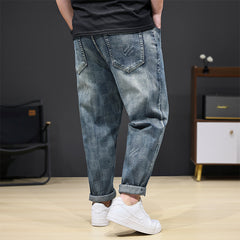 Plus Size Men's Vintage Cross Check Jeans,Heavy Craft Jeans