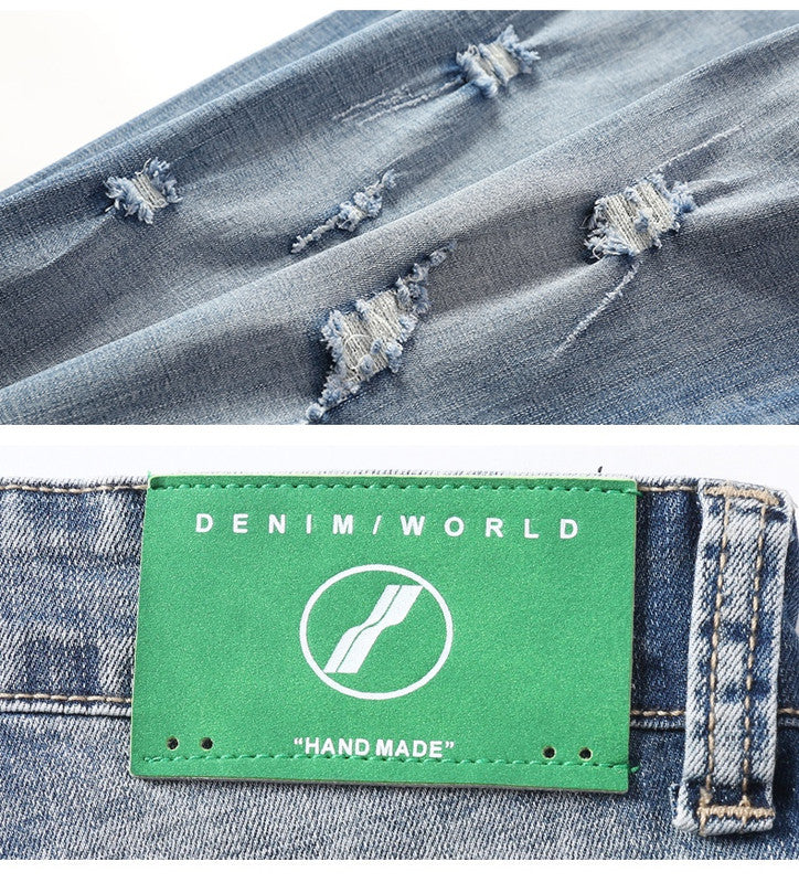 Jean extensible déchiré à la cheville pour hommes de grande taille 