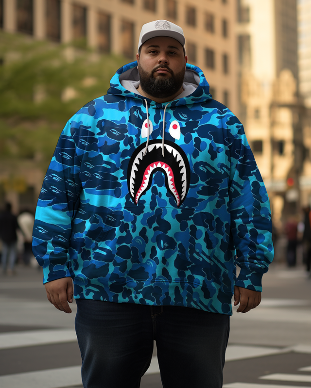 Sweat à capuche camouflage requin grande taille pour homme