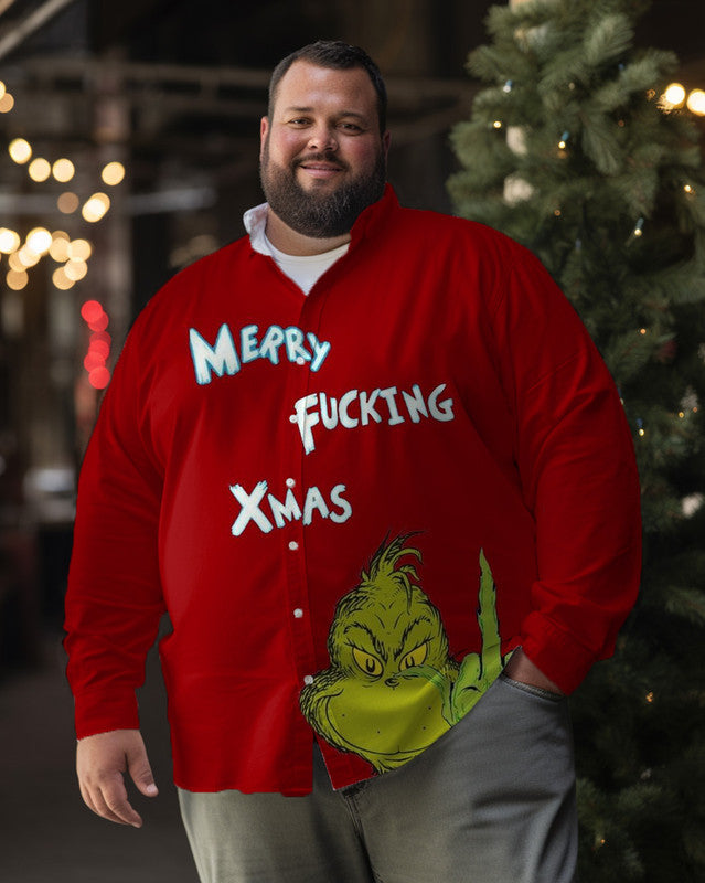 Men's Dr. Seuss Grinch Plus Size Long Sleeve Shirt