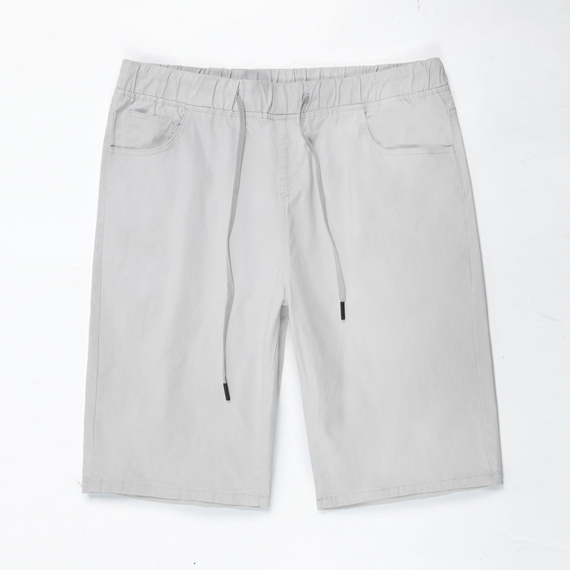 Plus Size Men's Elastic Waist Drawstring Shorts ,Simple Versatile Shorts,Summer Casual Knee Pants