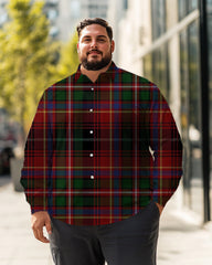 Chemise à manches longues à carreaux rouge et vert pour hommes, grande taille, chemise boutonnée