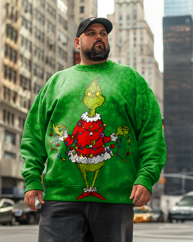 Sweat-shirts et pantalons grande taille pour hommes avec le panneau « Comment le Grinch a volé Noël »