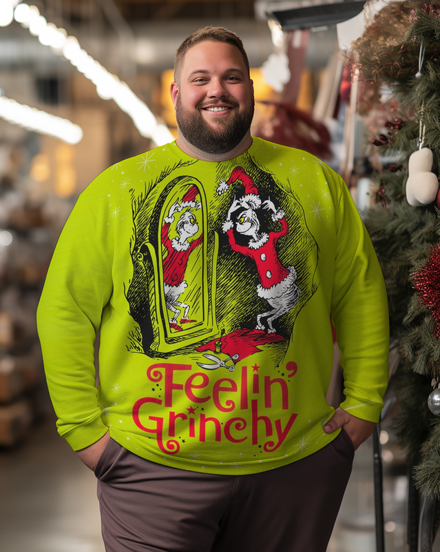 Men's Feelin' Grinchy Plus Size Sweatshirts&pants