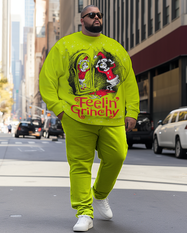 Men's Feelin' Grinchy Plus Size Sweatshirts&pants