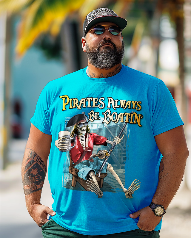 T-shirt à manches courtes imprimé grande taille pour homme Always Be Boatin