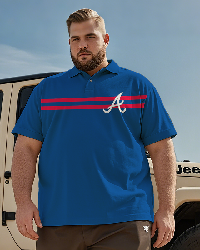 Lässiges, kurzärmliges Poloshirt für Herren in Übergröße von Atlanta Braves