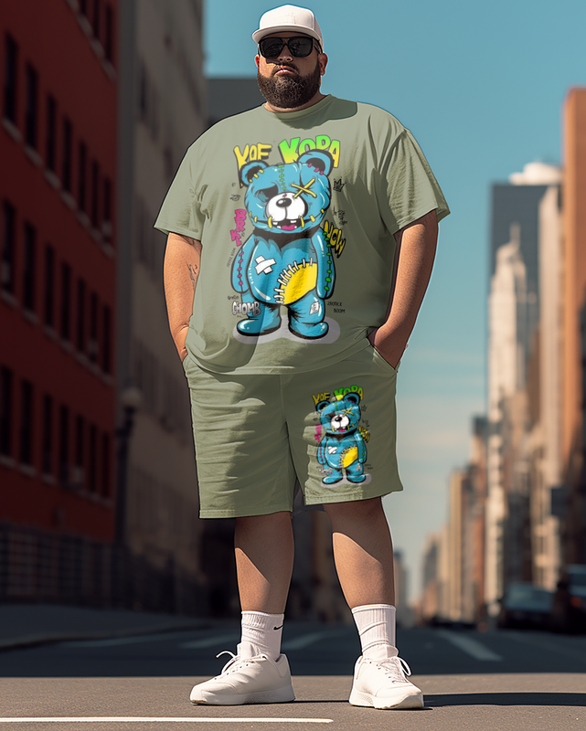 Men's Bear is injured Plus Size T-Shirt & Short