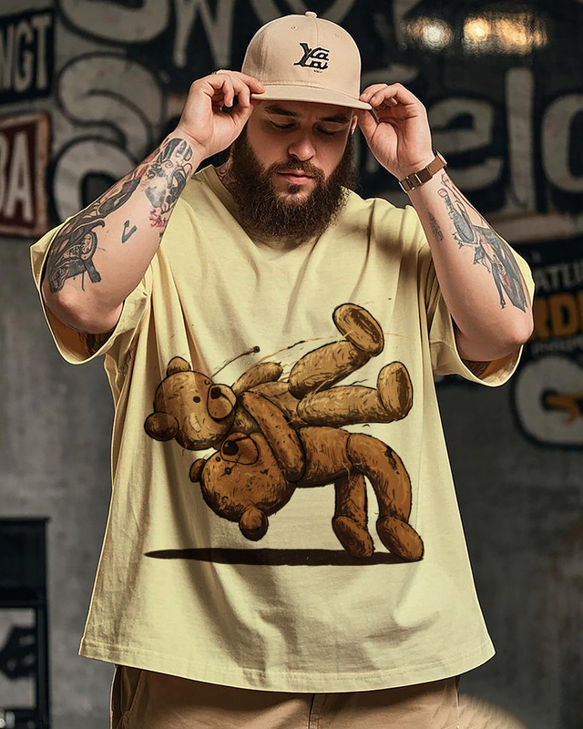 Bear Hug Herren-T-Shirt mit kurzen Ärmeln, Übergröße