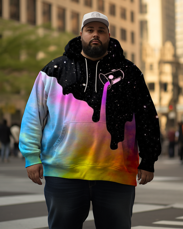 Sweat à capuche arc-en-ciel pour hommes, grande taille