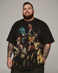 Cartoon Characters Men's Plus Size Short Sleeve T-Shirt