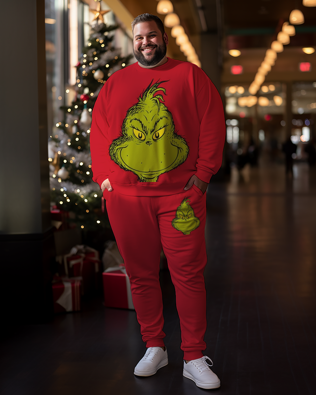 Sweatshirts mit großem Grinch-Gesicht für Herren in Übergröße