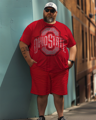 T-Shirt-Set mit großem Logo von Ohio State für Herren in Übergröße, Anzug im sportlichen Stil für Herren 