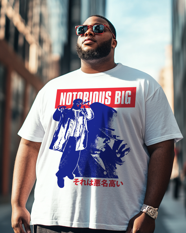 Herren-T-Shirt Biggie Graphic in Übergröße, kurzärmlig