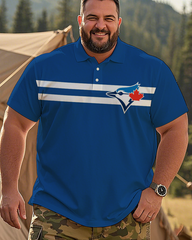 Blue Jays Casual Short Sleeve Men's Plus Size Polo Shirt