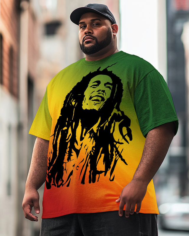 T-shirt à manches courtes Bob Marley pour homme, grande taille