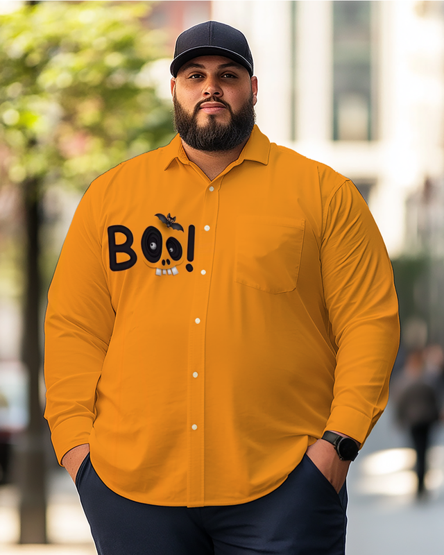 Lustiges BOO Langarmshirt für Herren in Übergröße