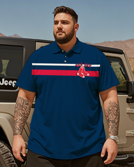 Boston Red Sox Lässiges kurzärmliges Poloshirt für Herren in Übergröße