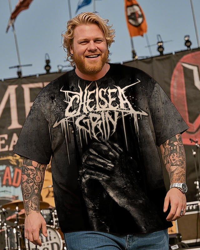 T-shirt à manches courtes grande taille pour homme Chelsea Grin Metal Arty