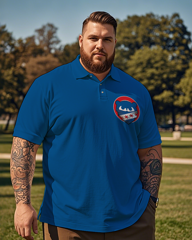 Chicago Cubs Steal Your Face Casual Short Sleeve Men's Plus Size Polo Shirt