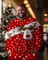 Herren-Sweatshirts mit Weihnachts-Cartoon, Rentier, Schneeflocken, Übergröße