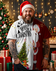 T-shirt à manches courtes pour homme avec motif Père Noël et grande taille