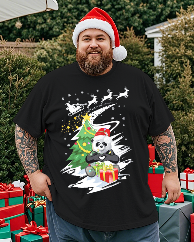 T-shirt à manches courtes pour homme avec motif renne du Père Noël, grande taille