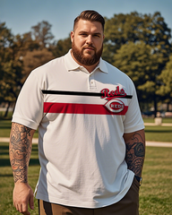 Cincinnati Reds Casual Short Sleeve Men's Plus Size Polo Shirt