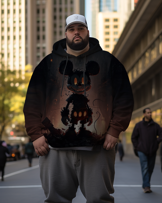 Sweats à capuche grande taille pour hommes avec motif effrayant de Mickey Mouse