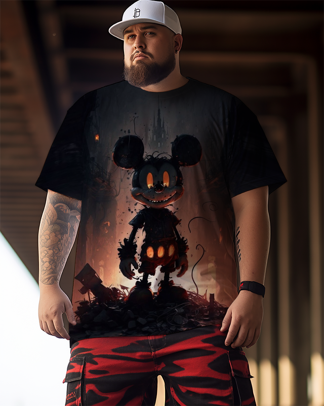 Gruseliges Mickey Mouse T-Shirt für Herren in Übergröße