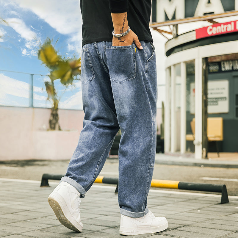 Lockere gerade Pops-Hose für Herren in Übergröße, Baggy-Jeans 