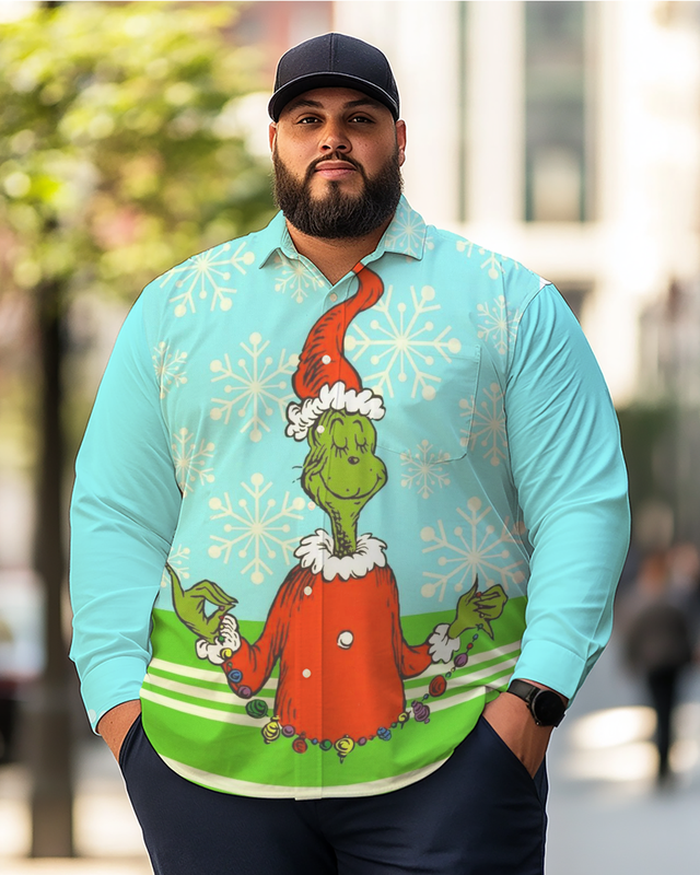 T-shirt à manches longues pour homme Dr Seuss Merry Christmas Grinch, grande taille 