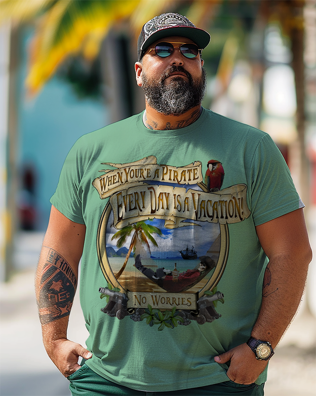 EVERYDAY IS VACATION Bedrucktes Kurzarm-T-Shirt für Herren in Übergröße