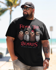 T-shirt à manches courtes imprimé grande taille pour homme FEAR THE BEARDS