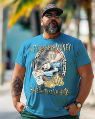 FOOL &amp; HIS MONEY Bedrucktes Kurzarm-T-Shirt für Herren in Übergröße