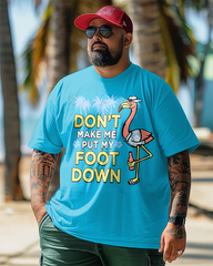 FOOT DOWN FLAMINGO Bedrucktes Kurzarm-T-Shirt für Herren in Übergröße