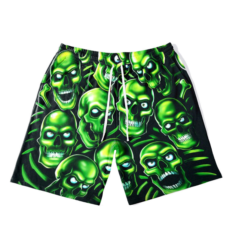 Men's GREEN SKULL Plus Size T-Shirt & Short