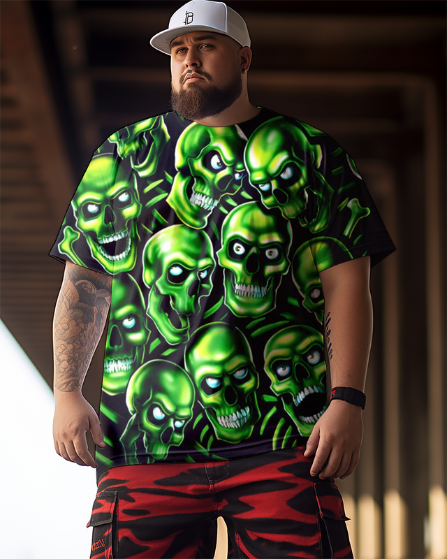 T-shirt et short grande taille pour homme GREEN SKULL