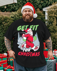 T-shirt à manches courtes pour homme, grande taille, « Get Fit For Christmas »