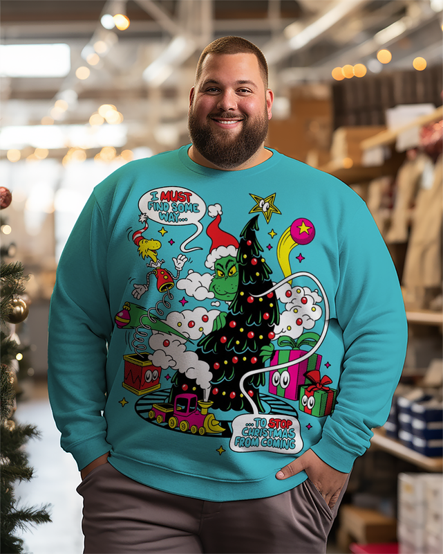 Sweat-shirts de Noël colorés Grinch pour hommes, grande taille